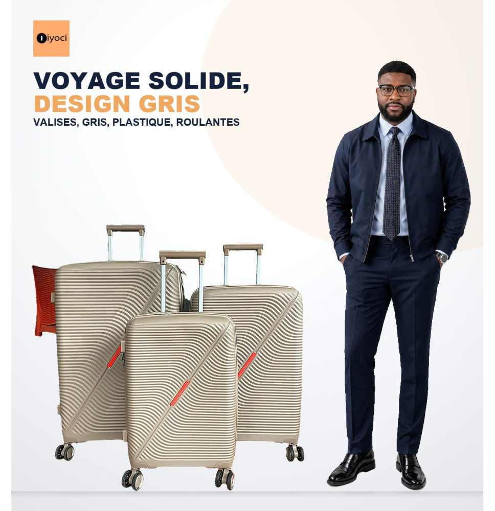 Set de 3 valises rigides trolley en silicone gomme